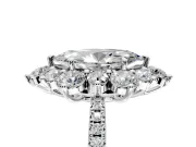 Floral Halo Engagement Ring Setting for Marquise Center with Pave Accents and Prong Head in Platinum