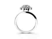 Halo Engagement Ring Setting for Round Cut Center with Thin Plain Band and Prong Head in Sterling Silver