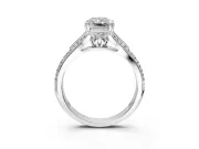 Solitaire Engagement Ring Setting for Radiant Cut Center with Pave Rail Split Shank and Prong Head in Platinum