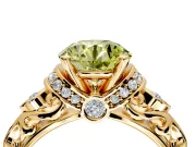 Solitaire Engagement Ring Setting for Fancy Yellow Round Cut Center with Filigree Band and Prong Head in Yellow Gold