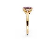 Solitaire Engagement Ring Setting for Fancy Pink Emerald Cut Center with Plain Split Shank and Prong Head in Yellow Gold