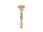 Solitaire Engagement Ring Setting for Fancy Pink Princess Cut Center with Channel-Set Accent Band and Prong Head in Yellow Gold