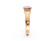 Solitaire Engagement Ring Setting for Fancy Pink Princess Cut Center with Wide Band, Pave Collar and Prong Head in Rose Gold