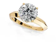Solitaire Engagement Ring Setting for Round Cut Center with Wide Knife Ridge Band and Prong Head in Yellow Gold