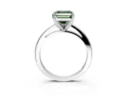 Solitaire Engagement Ring Setting for Fancy Green Asscher Cut Center with Basket Rail and Prong Head in White Gold