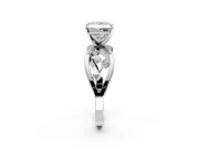 Solitaire Engagement Ring Setting for Princess Cut Center with Criss-Cross Accent Band and Prong Head in Sterling Silver