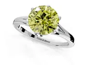 Solitaire Engagement Ring Setting for Fancy Yellow Round Cut Center with Plain Split Shank and Prong Head in Platinum