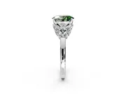 Leaf Cluster Engagement Ring Setting for Fancy Green Oval Center with Marquise Accents and Prong Head in Sterling Silver
