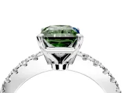 Solitaire Engagement Ring Setting for Fancy Green Radiant Cut Center with Single Row Accent Band and Prong Head in Platinum