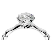 Solitaire Engagement Ring Setting for Marquise Center with Bamboo Band and Prong Head in Platinum