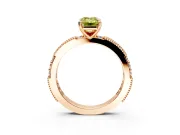 Solitaire Engagement Ring Setting for Fancy Yellow Emerald Cut Center with Milgrain-Edged Pave Band and Prong Head in Rose Gold