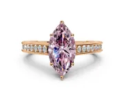 Solitaire Engagement Ring Setting for Fancy Pink Marquise Center with Engraved Pave Band and Prong Head in Rose Gold