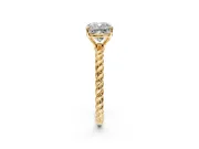Solitaire Engagement Ring Setting for Cushion Cut Center with Plain Twisted Rope Band and Prong Head in Yellow Gold
