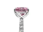 Solitaire Engagement Ring Setting for Fancy Pink Radiant Cut Center with Micro Pave Band and Prong Head in Sterling Silver