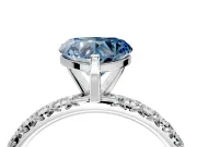 Solitaire Engagement Ring Setting for Fancy Blue Heart-Shaped Center with Shared-Prong Accents and Prong Head in White Gold