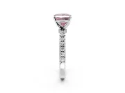 Open Basket Engagement Ring Setting for Fancy Pink Princess Cut Center with Pave Band and Prong Head in Sterling Silver