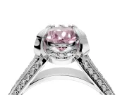 Solitaire Engagement Ring Setting for Fancy Pink Pear-Shaped Center with Accented Split Shank and Prong Head in White Gold