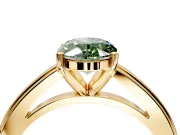 Solitaire Engagement Ring Setting for Fancy Green Oval Center with Flat-Sided Plain Band and Prong Head in Yellow Gold