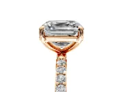 Solitaire Engagement Ring Setting for Asscher Cut Center with Pave Accents and Prong Head in Rose Gold