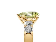 5 Stone Engagement Ring Setting for Fancy Yellow Pear-Shaped Center with Plain Band and Prong Head in Yellow Gold