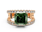Solitaire Engagement Ring Setting for Fancy Green Asscher Cut Center with Wide-Open Split Shank and Prong Head in Rose Gold