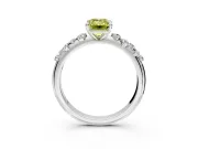 Cluster Engagement Ring Setting for Fancy Yellow Emerald Cut Center with Round Cut Accent Band and Prong Head in White Gold