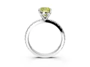 Solitaire Engagement Ring Setting for Fancy Yellow Cushion Cut Center with Fine Pave Band and Claw Prong Head in Sterling Silver