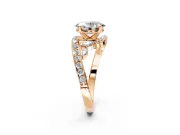 Solitaire Engagement Ring Setting for Oval Center with Pave Bypass Twist Band and Prong Head in Rose Gold