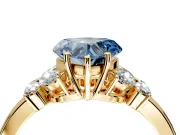 Solitaire Engagement Ring Setting for Fancy Blue Heart-Shaped Center with Marquise Flower Shoulders and Prong Head in Yellow Gold