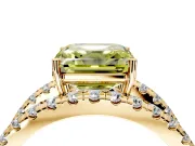 Solitaire Engagement Ring Setting for Fancy Yellow Asscher Cut Center with Wide-Open Split Shank and Prong Head in Yellow Gold
