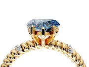 Rope Engagement Ring Setting for Fancy Blue Heart-Shaped Center with Accent Shoulders and Prong Head in Yellow Gold