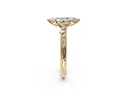 Cluster Engagement Ring Setting for Marquise Center with Round Cut Accent Band and Prong Head in Yellow Gold