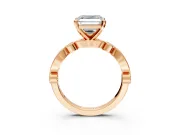 Solitaire Engagement Ring Setting for Asscher Cut Center with Milgrain Bezel Accents and Prong Head in Rose Gold