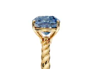 Solitaire Engagement Ring Setting for Fancy Blue Cushion Cut Center with Plain Twisted Rope Band and Prong Head in Yellow Gold