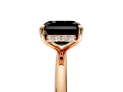 Hidden Halo Engagement Ring Setting for Fancy Black Asscher Cut Center with Thin Rounded Band and Prong Head in Rose Gold