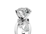 Solitaire Engagement Ring Setting for Heart-Shaped Center with Criss-Cross Accent Band and Prong Head in Sterling Silver