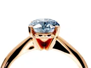 Solitaire Engagement Ring Setting for Fancy Blue Oval Center with Knife Ridge Band and Claw Prong Head in Rose Gold