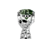 Solitaire Engagement Ring Setting for Fancy Green Round Cut Center with Narrow Twist Pave Band and Prong Head in White Gold