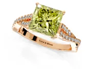 Solitaire Engagement Ring Setting for Fancy Yellow Princess Cut Center with Twisted Pave Split Shank and Prong Head in Rose Gold