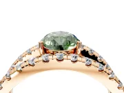 Solitaire Engagement Ring Setting for Fancy Green Pear-Shaped Center with Wide-Open Split Shank and Prong Head in Rose Gold