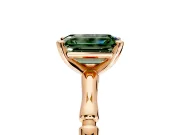 Solitaire Engagement Ring Setting for Fancy Green Emerald Cut Center with Bamboo Band and Prong Head in Rose Gold