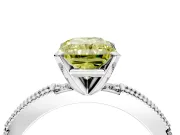 Solitaire Engagement Ring Setting for Fancy Yellow Radiant Cut Center with Milgrain-Edged Pave Band and Prong Head in Platinum