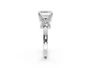 Floral Engagement Ring Setting for Princess Cut Center with Marquise Cluster Shoulders and Prong Head in Platinum
