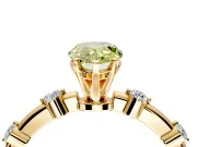 Solitaire Engagement Ring Setting for Fancy Yellow Pear-Shaped Center with Bezel Station Band and Prong Head in Yellow Gold
