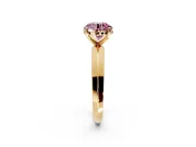 Solitaire Engagement Ring Setting for Fancy Pink Round Cut Center with Wide Knife Ridge Band and Prong Head in Yellow Gold