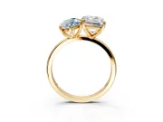 Fancy Blue Marquise and Emerald Cut Lab-Grown Diamond Toi et Moi Engagement Ring with Prong-Set Stones in Yellow Gold