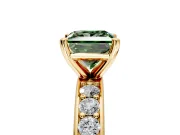 Solitaire Engagement Ring Setting for Fancy Green Princess Cut Center with Channel-Set Accents and Prong Head in Yellow Gold