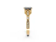 Solitaire Engagement Ring Setting for Emerald Cut Center with Marquise and Bezel Accents and Prong Head in Yellow Gold