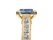 Solitaire Engagement Ring Setting for Fancy Blue Radiant Cut Center with Channel Band and Double Claw Prong Head in Yellow Gold
