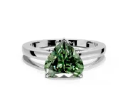 Solitaire Engagement Ring Setting for Fancy Green Heart-Shaped Center with Basket Rail and Prong Head in Sterling Silver